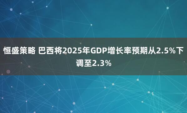 恒盛策略 巴西将2025年GDP增长率预期从2.5%下调至2.3%